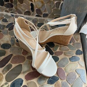 Jessica Simpson Cream Wedge Sandals